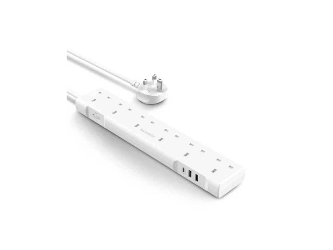Moxedo 3250W Power Strip Surge Protector 9 Way 1 USB-C PD Ports + 2 USB-A Ports + 6 AC Outlets with 2M Cable Length Moxedo 3250W Power Strip Surge Protector 9 Way 1 USB-C PD Ports + 2 USB-A Ports + 6 AC Outlets with 2M Cable Length